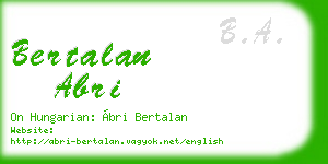 bertalan abri business card